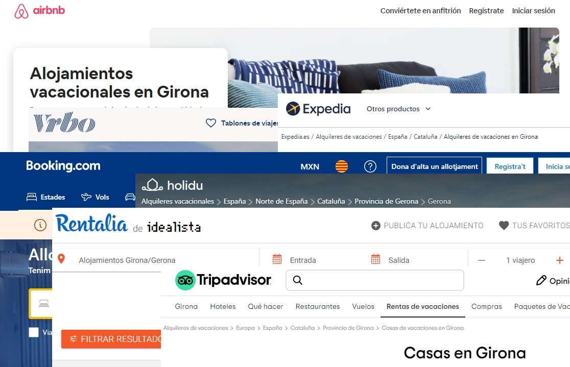 Pàgina web de gestió de lloguers turístics a la província de Girona